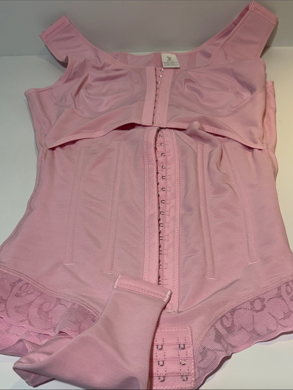 Front-Closure Shaping Bodysuit in Light Pink